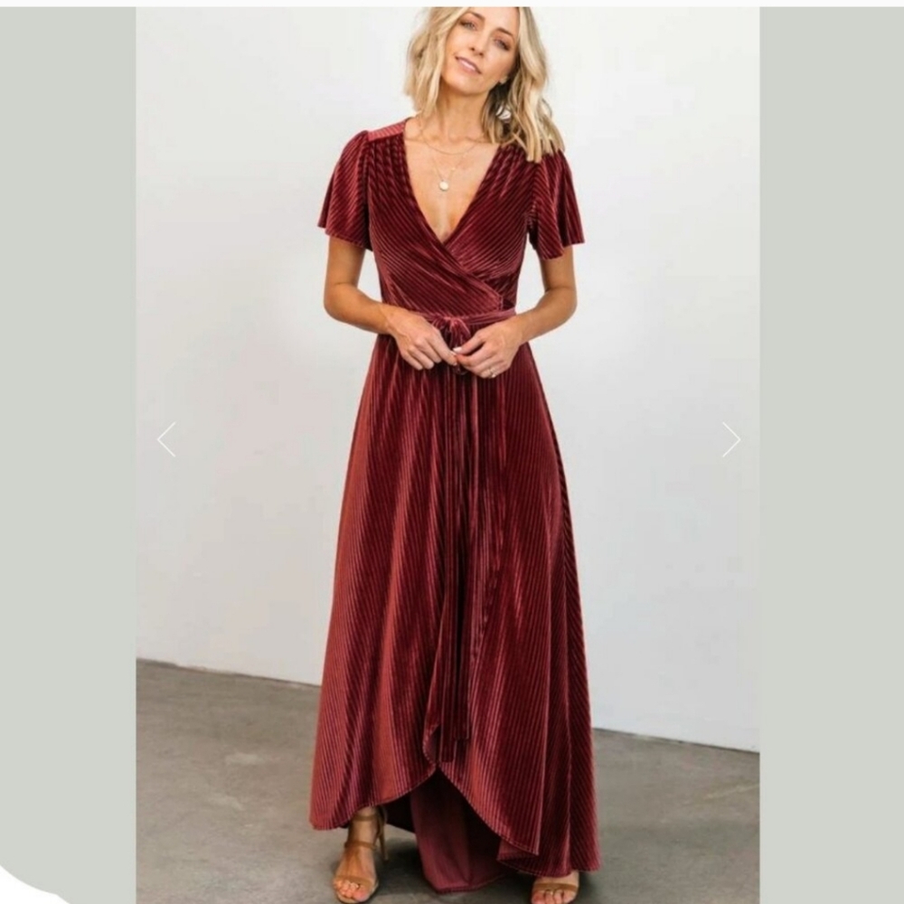 Baltic Born Ribbed Velvet Wrap Belted Maxi Dress Whimsigoth Sz Small - Picture 11 of 12